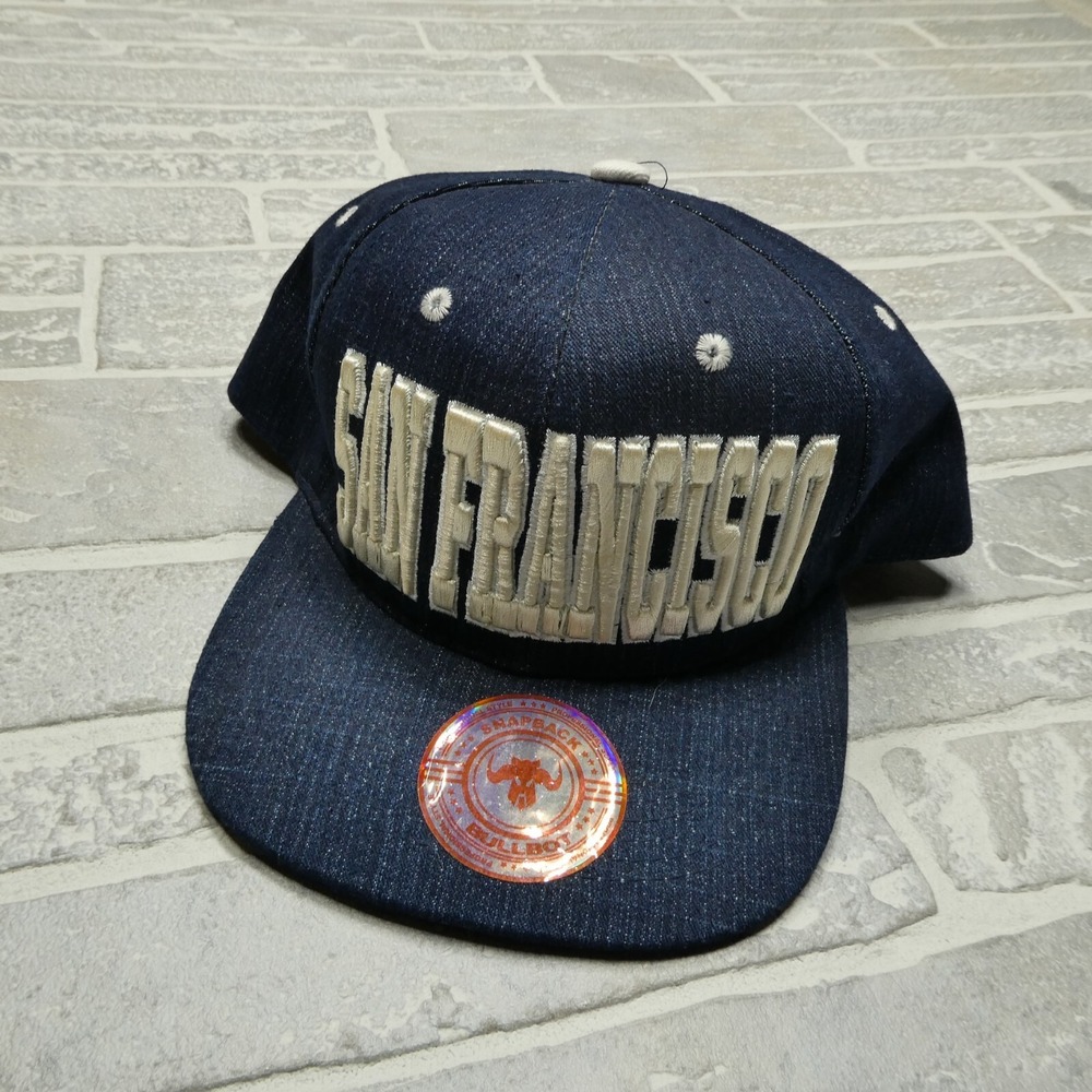 San Francisco Hat Snap‎ Back Blue Embroidered Thick Brim BullBot